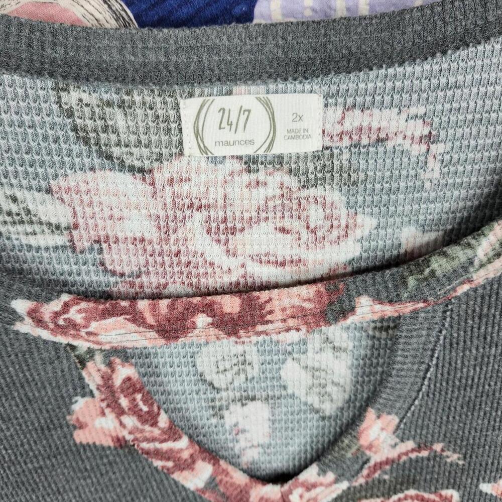 Cozy Floral Long Sleeve Thermal Top, Size 2X - Picture 2 of 5